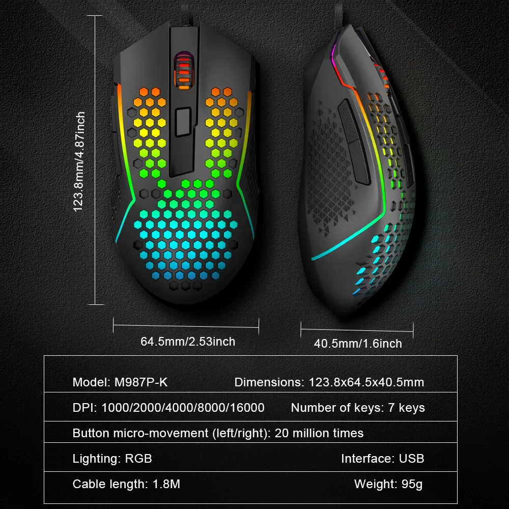 Redragon M987P-K Reaping Elite Lightweight RGB Gaming Mouse Redragon M987P-K Reaping Elite Lightweight RGB Gaming Mouse